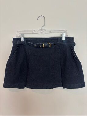 American Eagle Dark Wash Denim Mini Skort with Belt